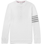 Thom Browne - Striped Waffle-Knit Cotton Henley T-Shirt - White