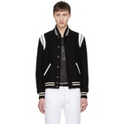 Saint Laurent Black and White Teddy Bomber Jacket