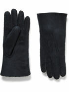 Loro Piana - Guanto Shearling-Lined Suede Gloves - Blue