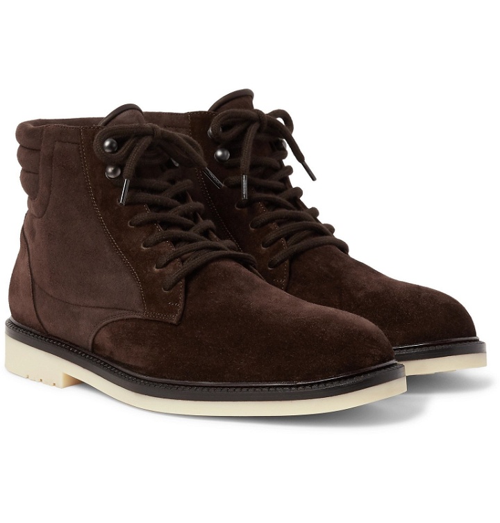 Photo: Loro Piana - Icer Walk Shearling-Lined Suede Boots - Brown