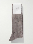 Mr P. - Mélange Ribbed-Knit Socks