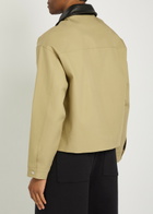 Cole Buxton Leather Collar Logo-embroidery Cotton Jacket Sand