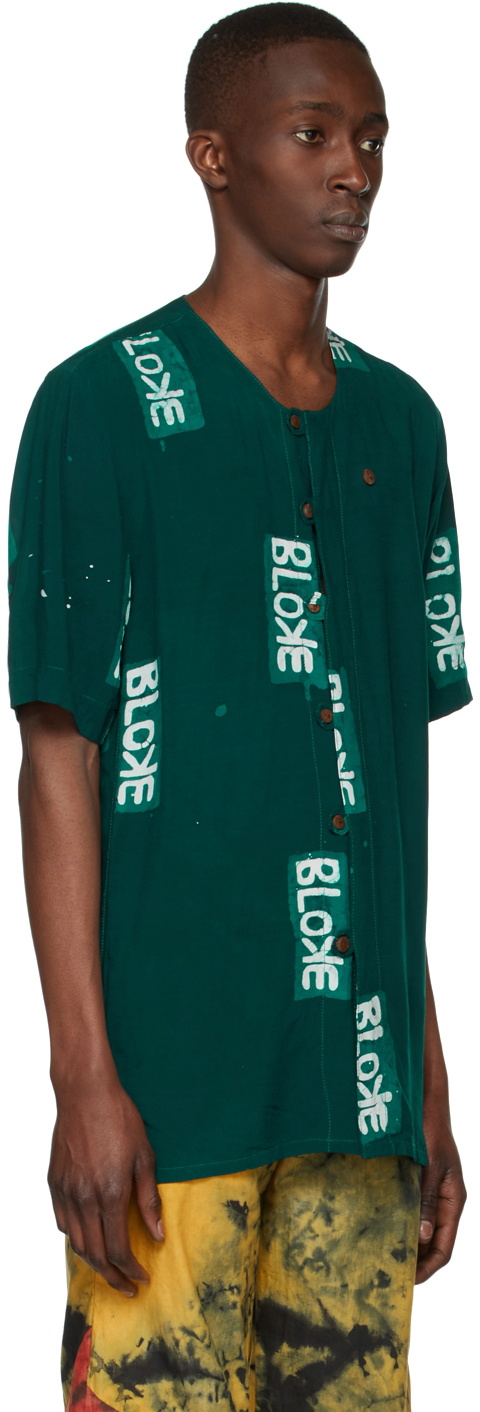Bloke Green Hand Dyed Collarless Shirt