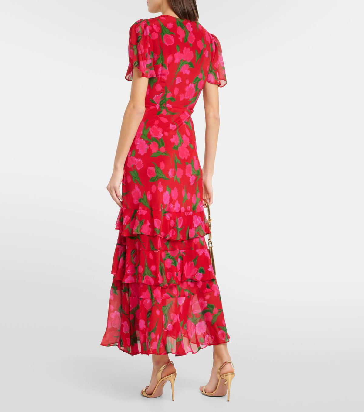 Rixo Gilly floral tiered silk maxi dress Rixo