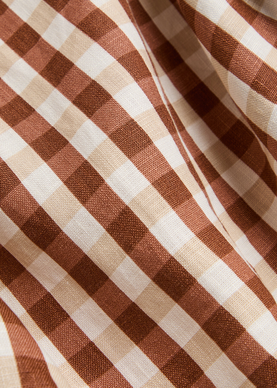 Faithfull The Brand Sofia Checked Linen Mini Dress Light Brown