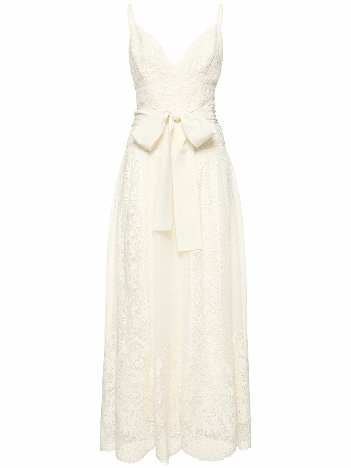elie saab macrame midi dress Elie Saab - - Strapless Macrame Midi Dress - White