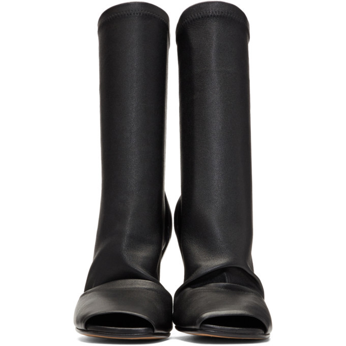 Rick Owens Black Open Toe Sock Wedge Boots Rick Owens