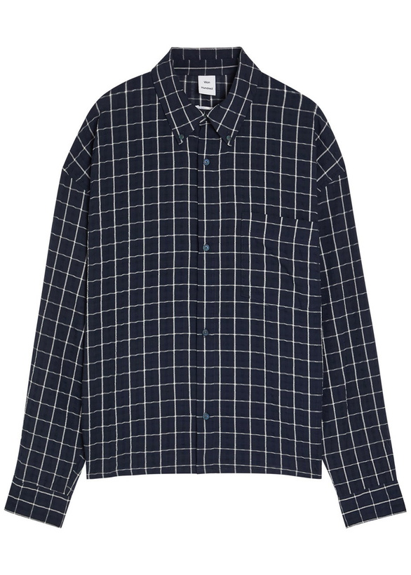 Photo: Won Hundred Maza Checked Cotton-blend Shirt Navy