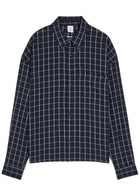 Won Hundred Maza Checked Cotton-blend Shirt Navy