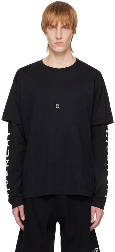 Photo: Givenchy Black Double Layer Long Sleeve T-Shirt