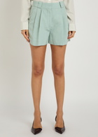 Blaze Milano Zenith Selle Silk and Linen-blend Shorts Teal