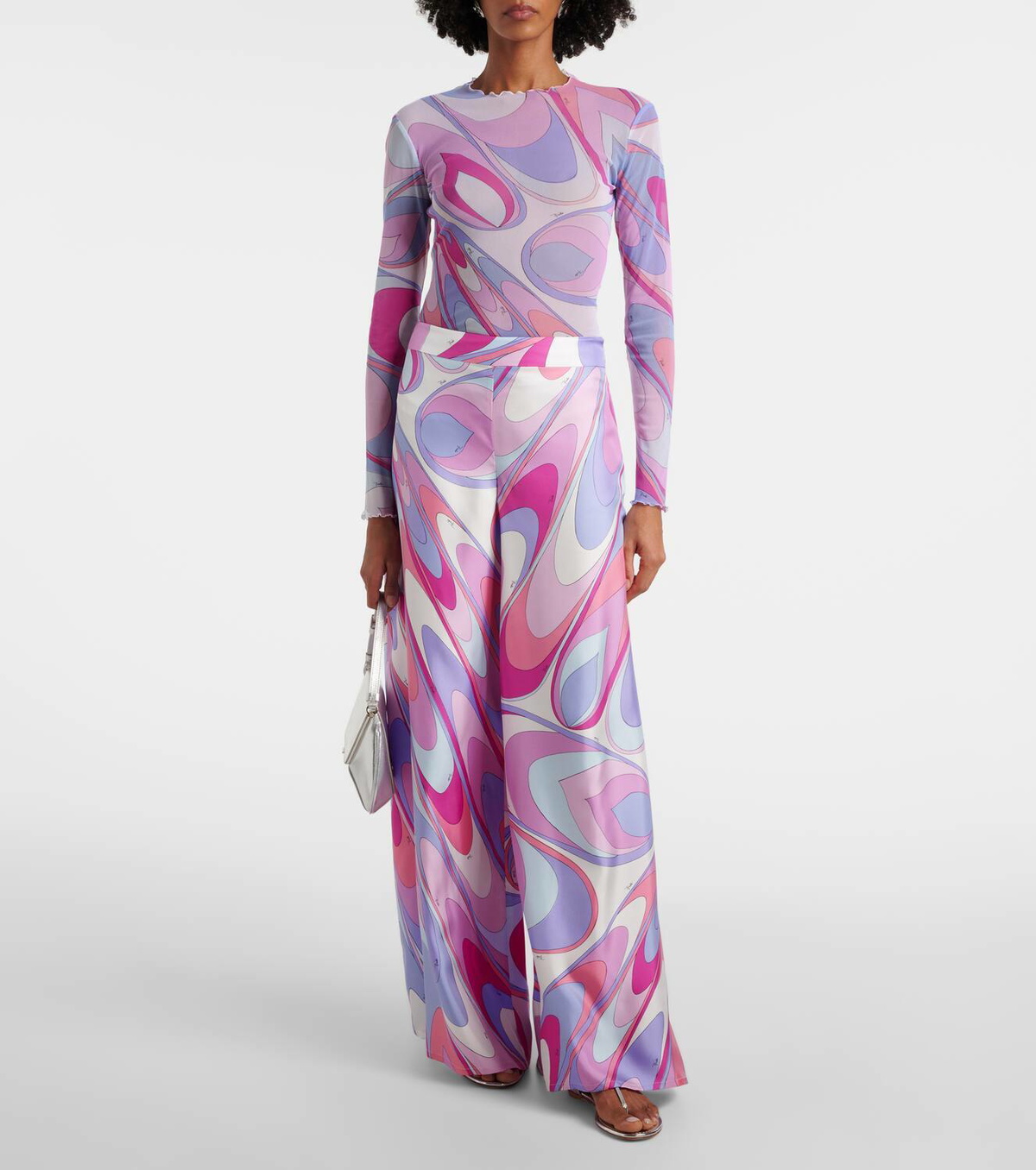 Pucci Iride silk twill wide-leg pants