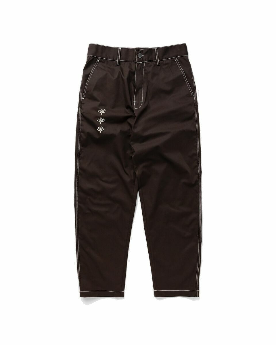 Photo: Adish Shajarat Contrast Stitched Chino Trousers Brown - Mens - Casual Pants