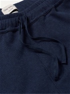 Oliver Spencer Loungewear - Slim-Fit Tapered Ribbed Recycled Cotton-Jersey Sweatpants - Blue
