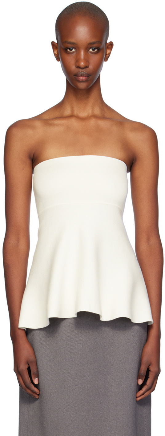 The Frankie Shop Off-White Agathe Knit Bustier Top The