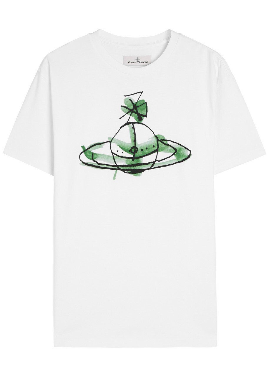◆VIVIENNE WESTWOOD◆ COTTON JERSEY T-SHIRT WITH ORB LOGO Vivienne Westwood Halftone Orb T Shirt Blue | Mainline