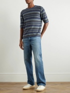 Inis Meáin - Strata Striped Knitted Linen T-Shirt - Blue