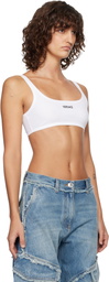 Versace White Ribbed Cotton Bra