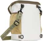 A. A. Spectrum White & Beige Knapsack Messenger Bag