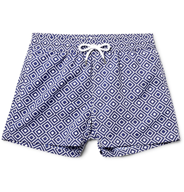 Photo: Frescobol Carioca - Angra Slim-Fit Short-Length Printed Swim Shorts - Blue