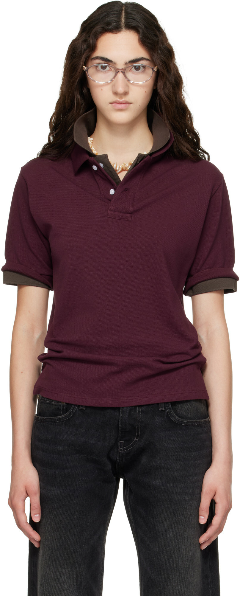 Raimundo Langlois Burgundy Layered Polo