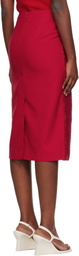 Pushbutton Red Fleece Combi H-Line Midi Skirt