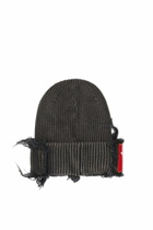 Diesel Denim effect beanie with bold patch detail - Knit caps - Unisex - Black