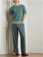 PIACENZA 1733 - Jacquard-Knit Silk and Linen-Blend T-Shirt - Green