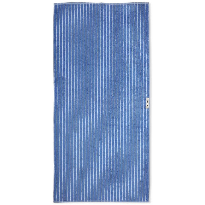Photo: Tekla Fabrics Tekla Organic Terry Bath Towel in Clear Blue Stripes