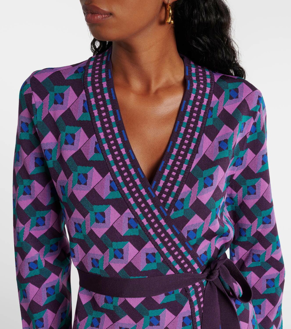 Diane von Furstenberg Edwina knitted jacquard wrap dress