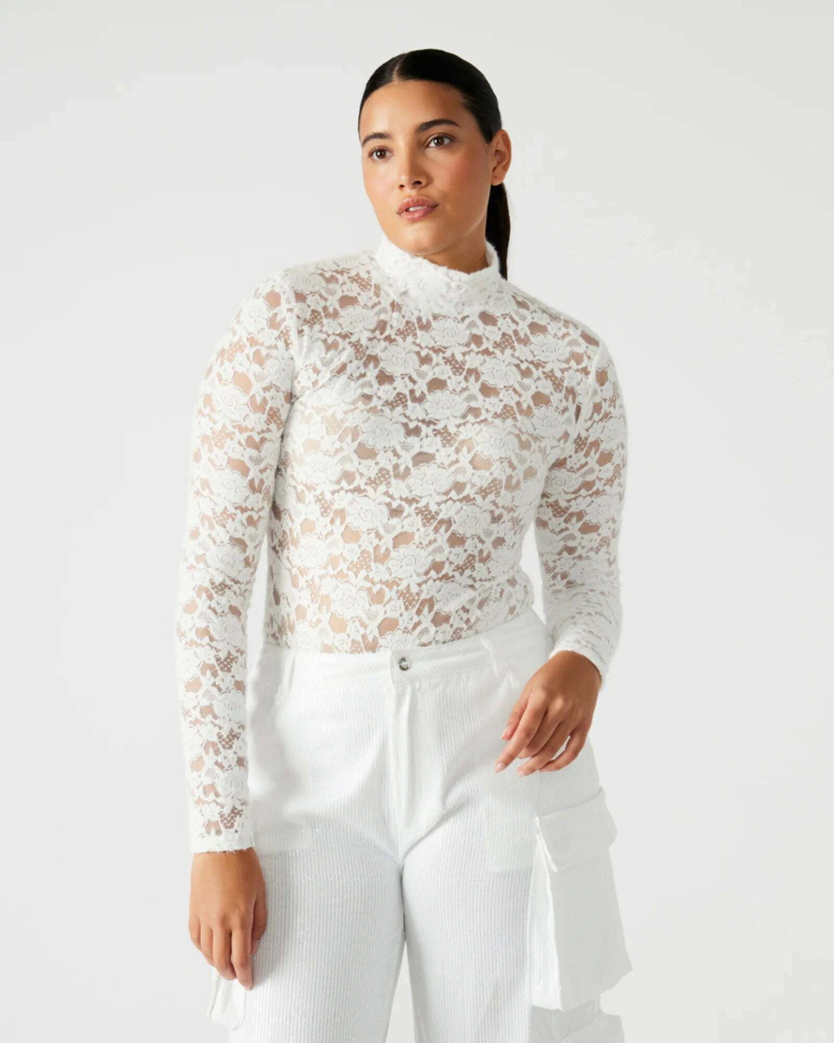 Steve Madden Cassie Bodysuit Long Sleeve in Ivory
