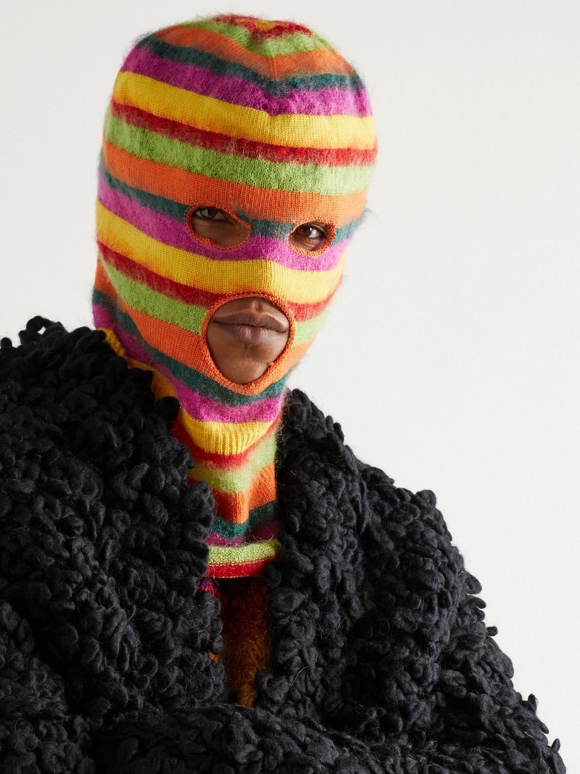 Striped balaclava Ski Mask Hand knit with wool /acrylic blend yarn