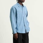 FrizmWORKS Men's Bleach Denim Utility Shirt in Mid Blue