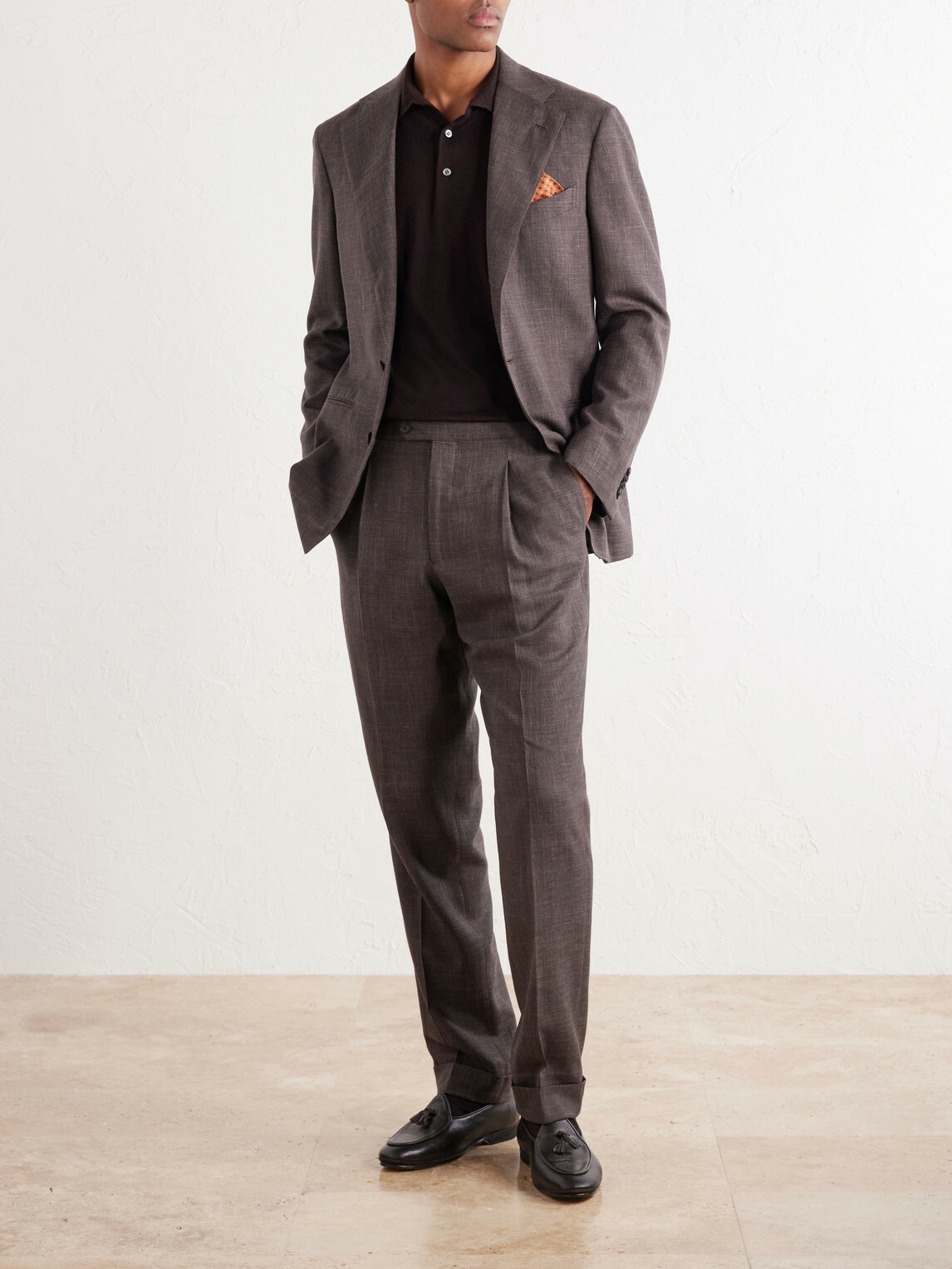 Thom Sweeney - Cashmere and Silk-Blend Jersey Polo Sweater - Brown