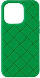 Bottega Veneta Green Rubber Intreccio iPhone 14 Pro Case