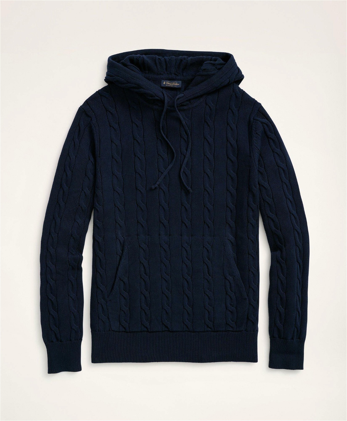 Photo: Brooks Brothers Men's Big & Tall Cotton Cable Knit Hoodie Sweater | Navy
