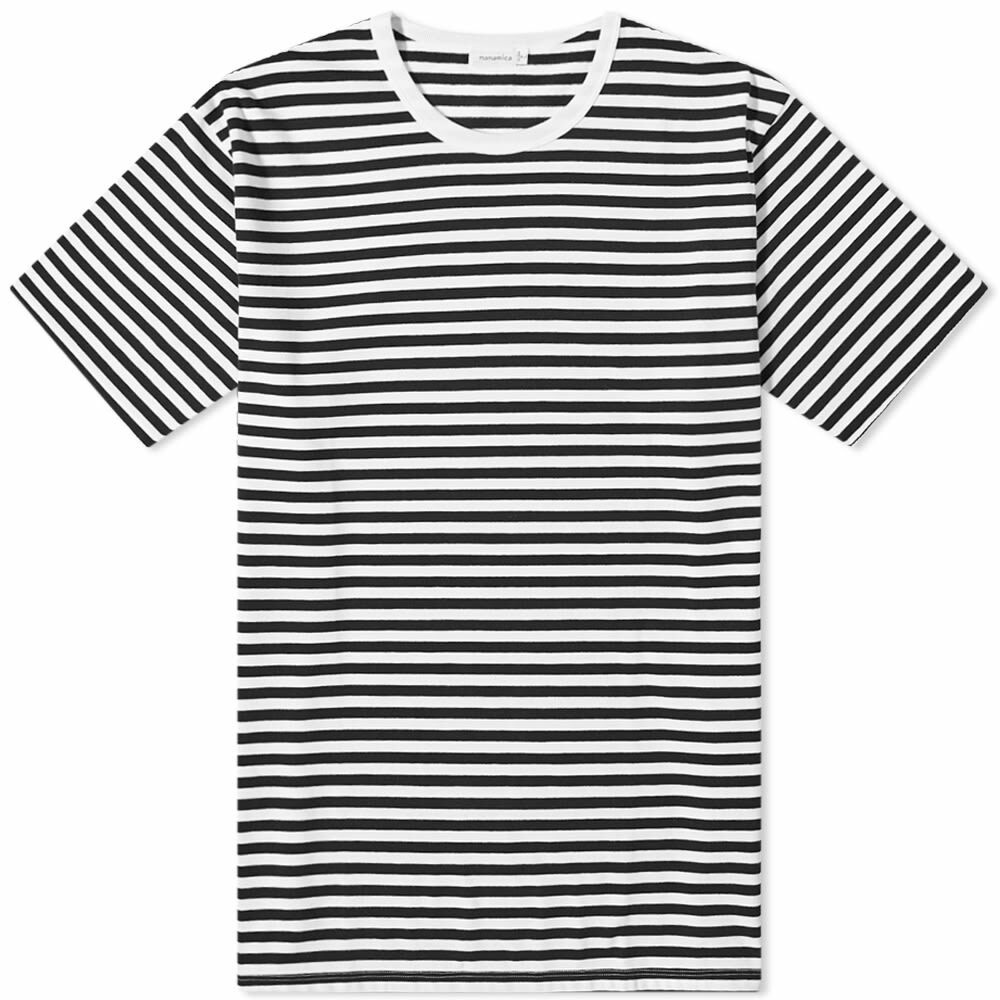 Nanamica Men's CoolMax Stripe T-Shirt in Black And White Nanamica