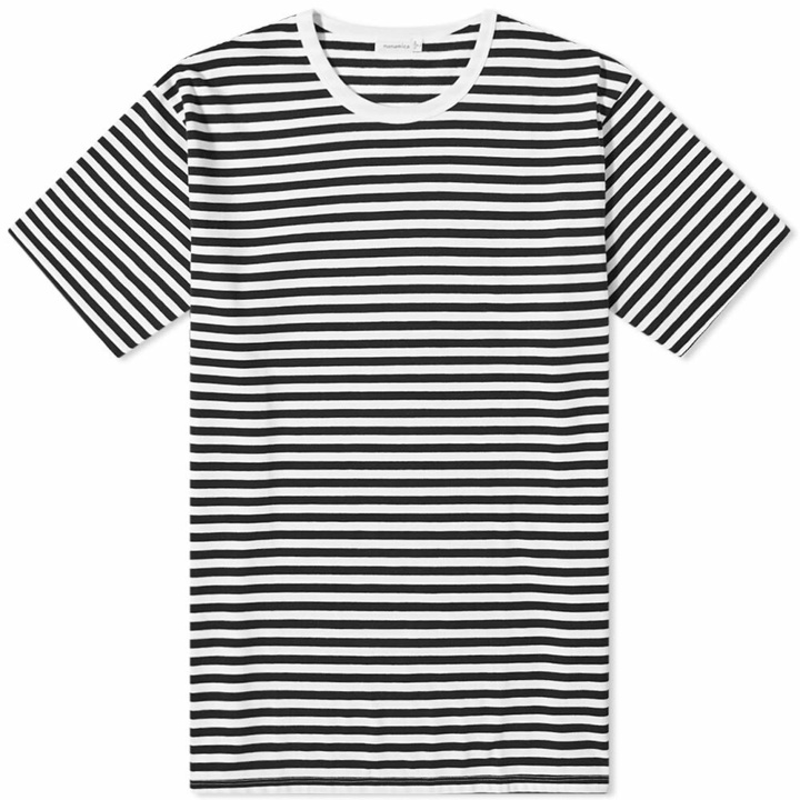 Photo: Nanamica Men's CoolMax Stripe T-Shirt in Black And White