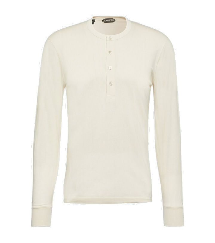 Photo: Tom Ford Cotton-blend jersey Henley shirt