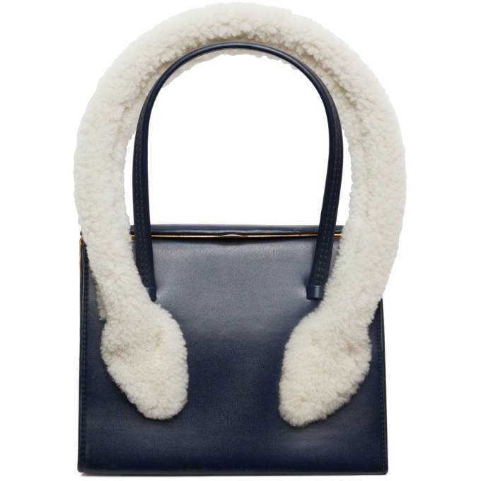 Photo: Stefan Cooke Navy Leather and Shearling Vintage Tote