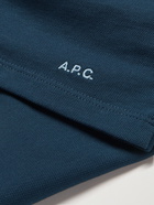 A.P.C. - Max Slim-Fit Contrast-Tipped Cotton-Piqué Polo Shirt - Blue