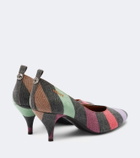 Versace Tina striped denim pumps