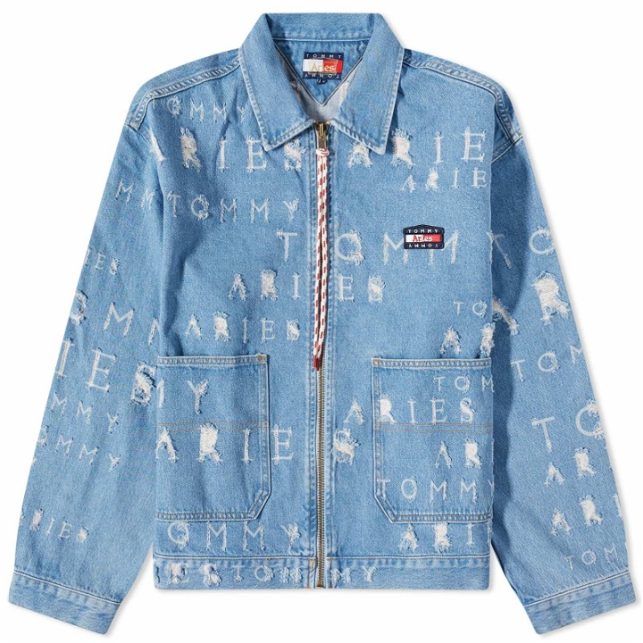 Photo: Tommy Jeans x Aries Laser Denim Jacket in Washed Blue