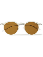 MONTBLANC - Round-Frame Acetate and Silver-Tone Sunglasses - Neutrals