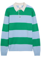 Allude Striped Wool and Cashmere-blend Polo Shirt Green