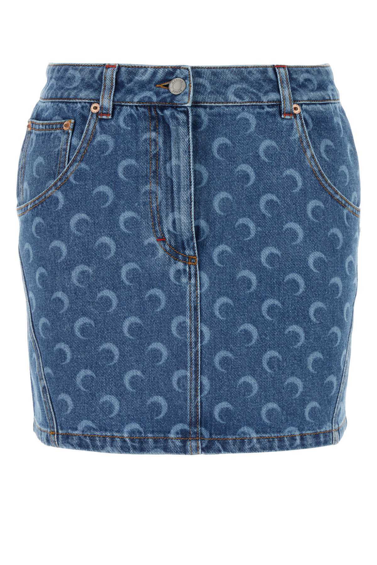 ワンピース MARINE SERRE Women Mid Skirts D184SS23WUDENCO0005 06 BLUE Buy Marine Serre Deadstock Denim Mini Skirt 'Blue' - WSK057