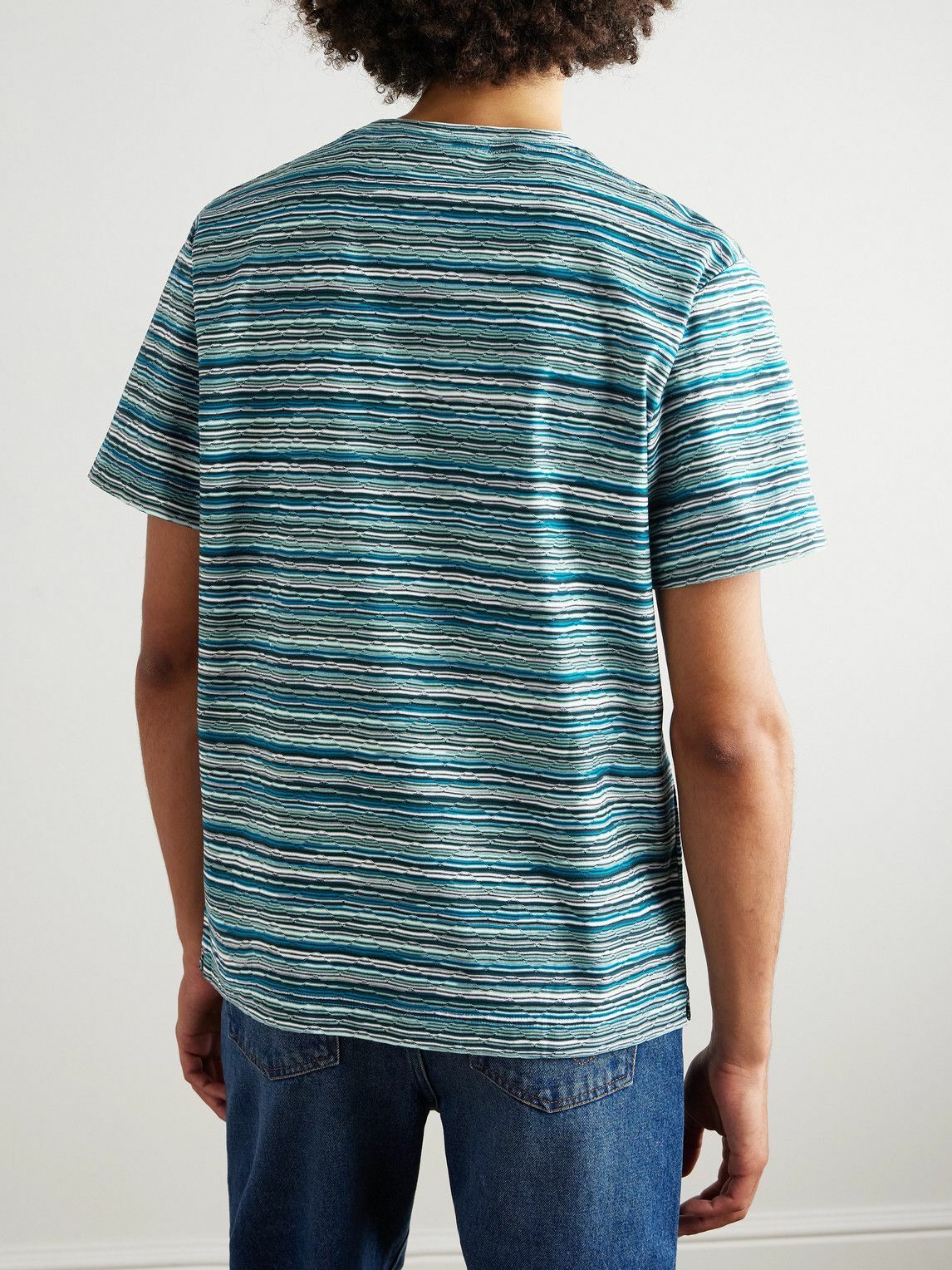 Missoni - Space-Dyed Cotton-Jersey Jacquard T-Shirt - Blue