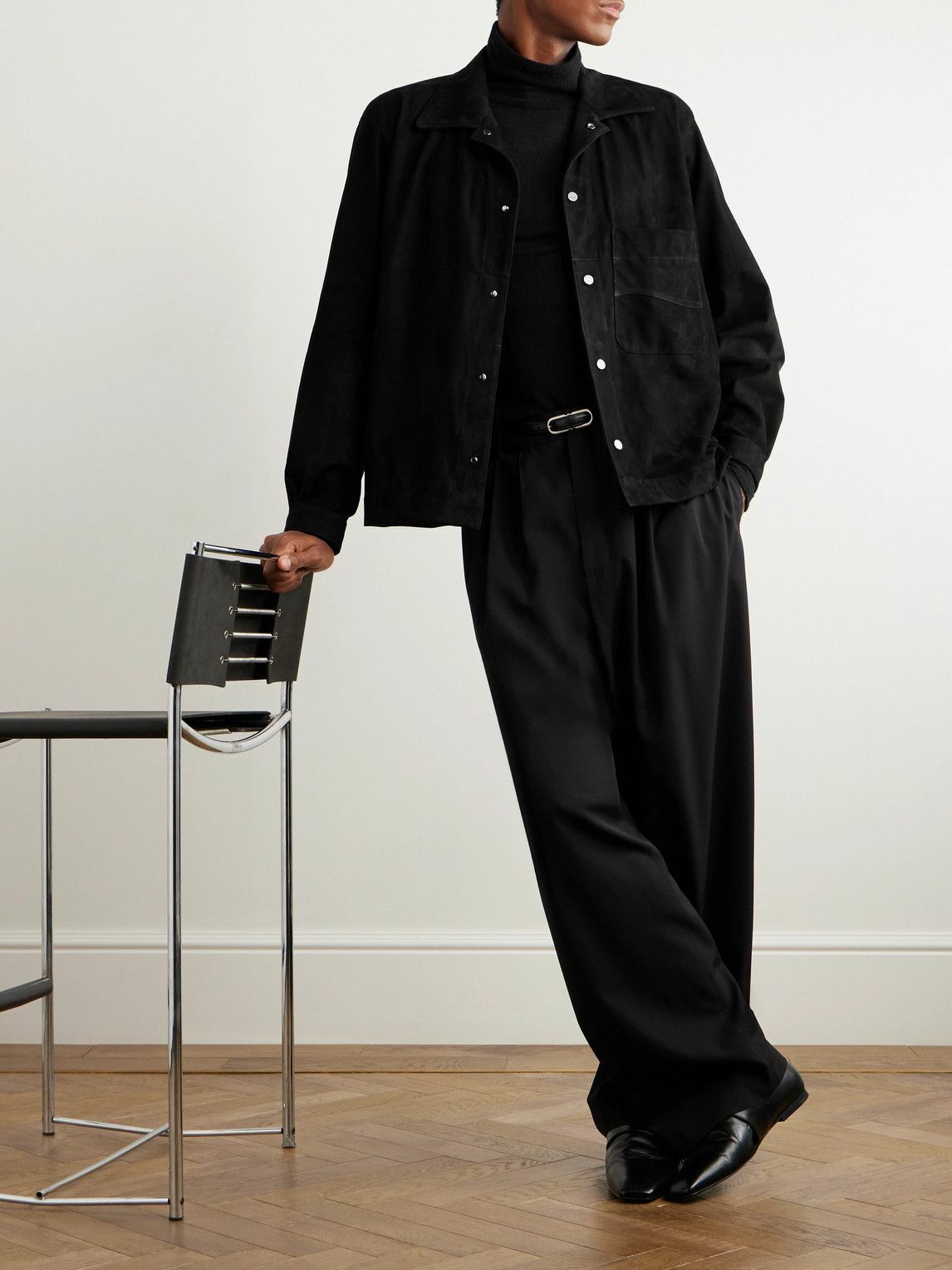 Stòffa - Suede Blouson Jacket - Black