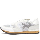 Valentino Men's Knit Rockrunner Sneakers in White/Pastel Grey/Beige