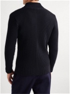 S.N.S. Herning - Fang IV Ribbed Virgin Wool Half-Zip Sweater - Blue
